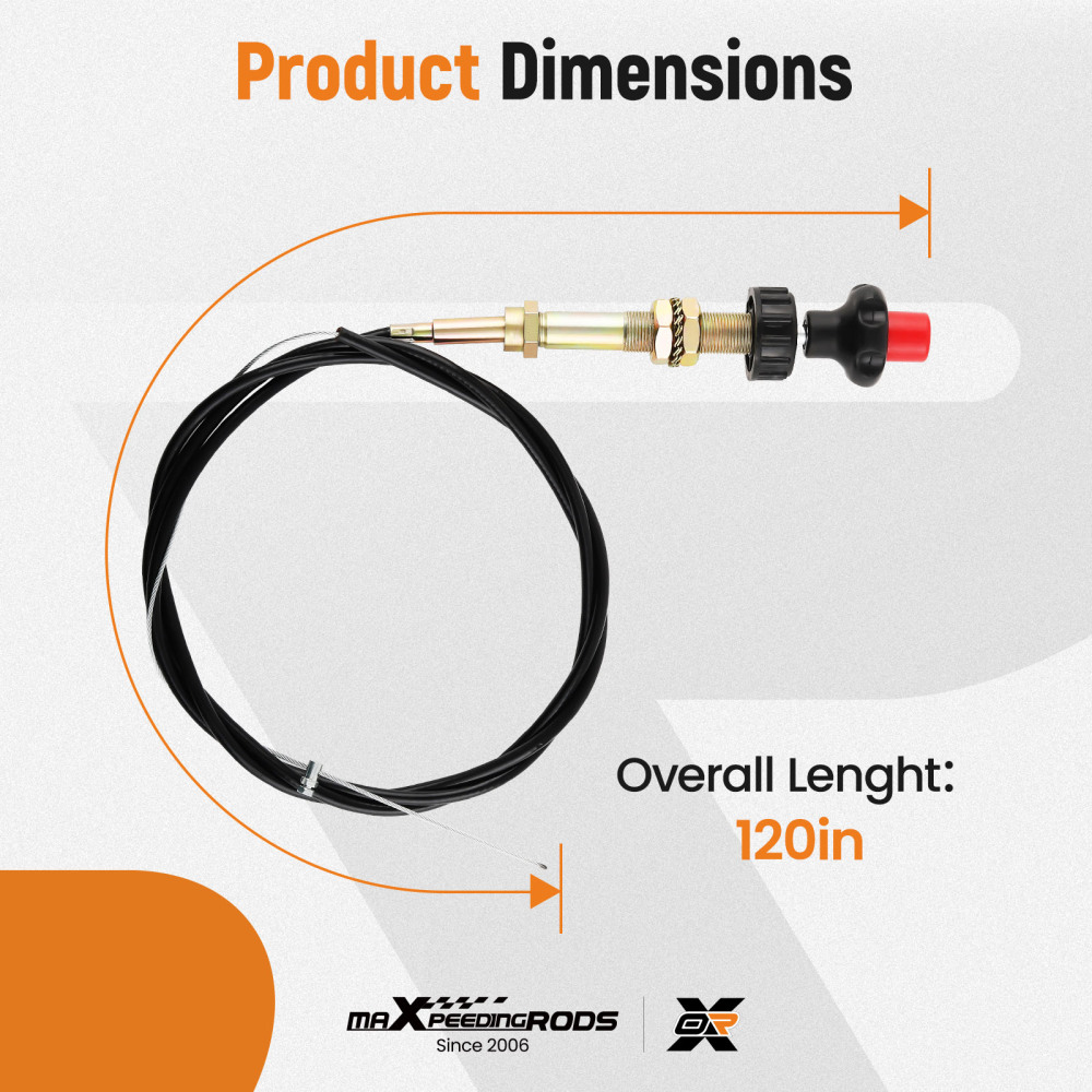 1pcs Adjustable Lock Control Cable with 2 in Black Knob 55204 Universal Black