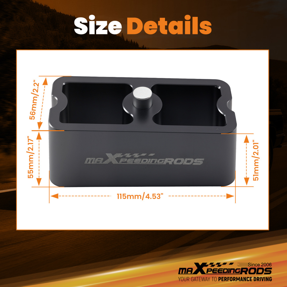 2 Rear Lowering Block compatible for Chevrolet S10 1982-2003 Aluminum Anodized Kit