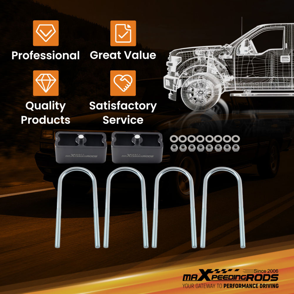 2 Rear Lowering Block compatible for Chevrolet S10 1982-2003 Aluminum Anodized Kit