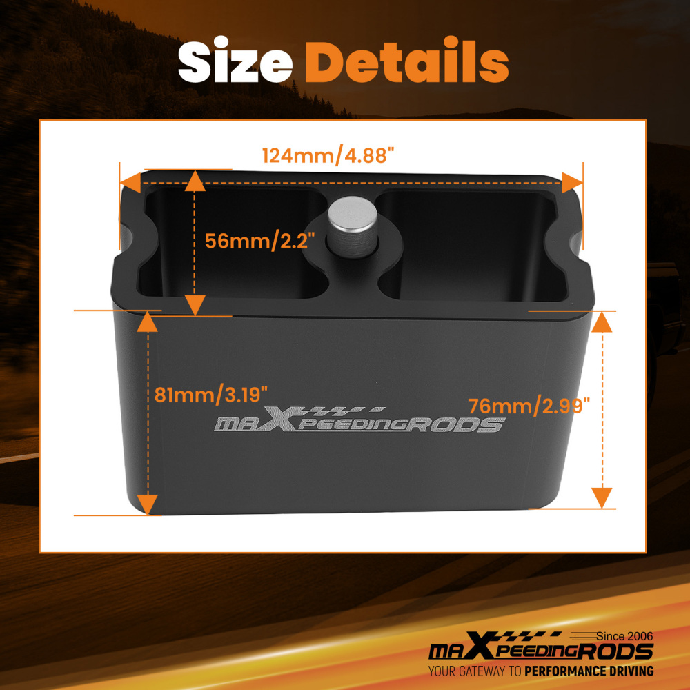 3 Rear Lowering Block compatible for Dodge Dakota 1990-2004 Anodized Aluminum 2° Taper