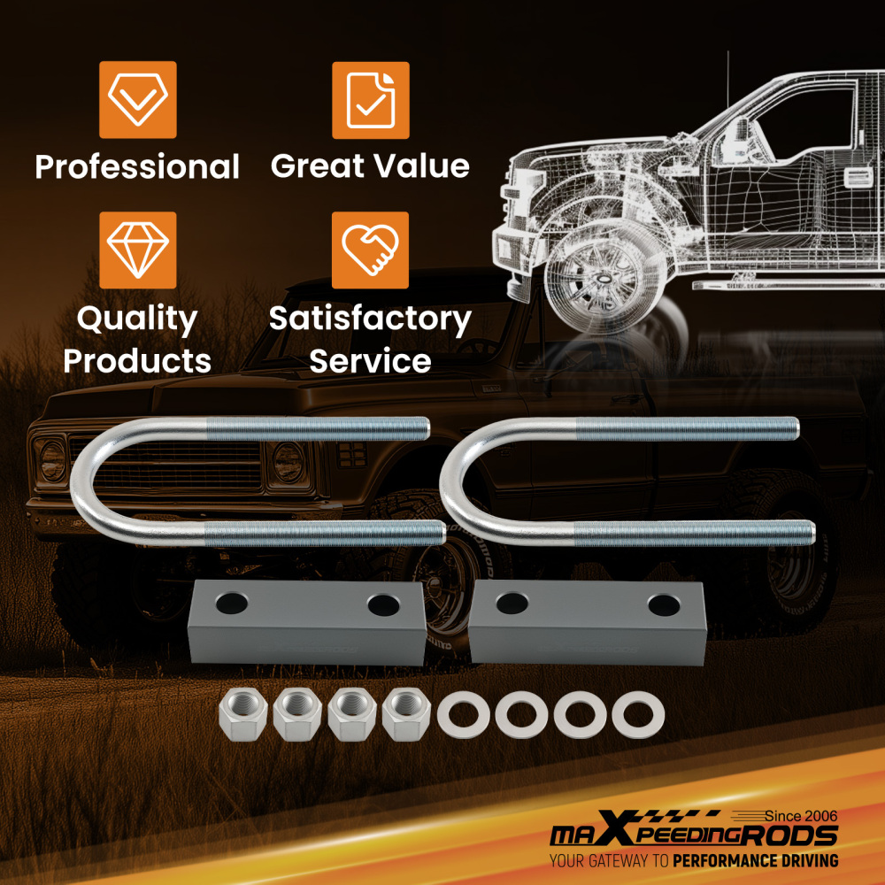 1.5 Lowering Block Rear compatible for Chevy C-10/Compatible for GMC C-15 Truck 1960-1972 2WD
