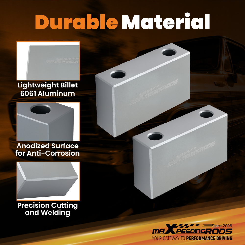 4 Inch Aluminum Lowering Block Rear compatible for Chevy C-10 compatible for GMC 1960-1972 Kit