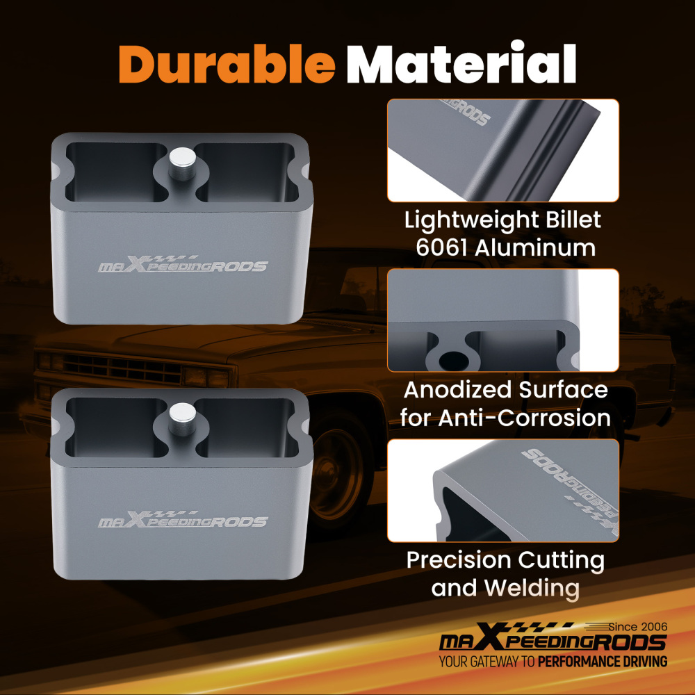 3 Inch Lowering Block compatible for Chevy S10/Compatible for Mazda B2600 Rear Billet Aluminum Kit