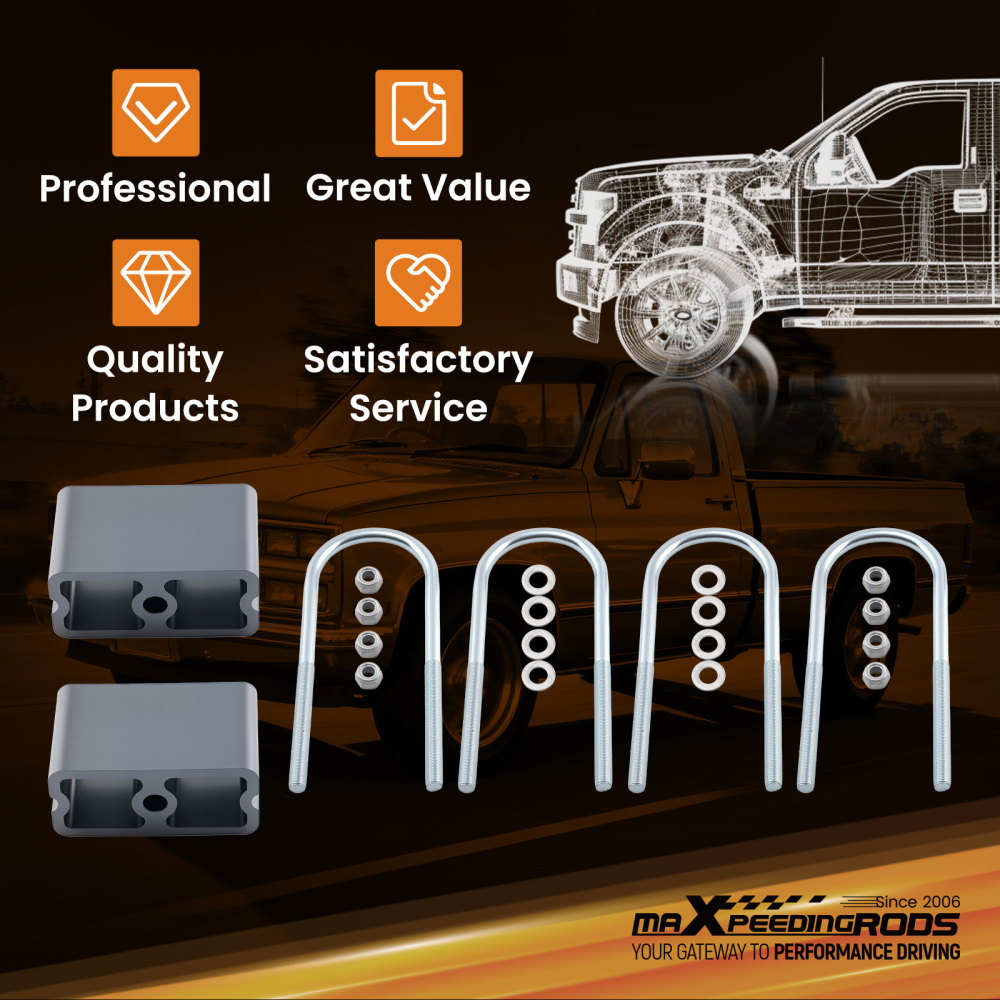 3 Inch Lowering Block compatible for Chevy S10/Compatible for Mazda B2600 Rear Billet Aluminum Kit