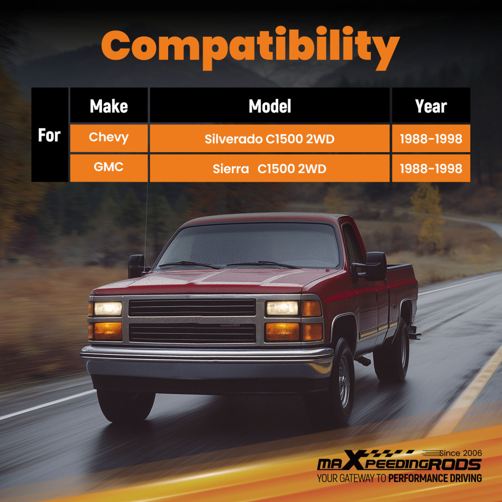 6 Flip Kit Rear Lowering C-Notch compatible for Chevy Silverado C1500 1988-1998