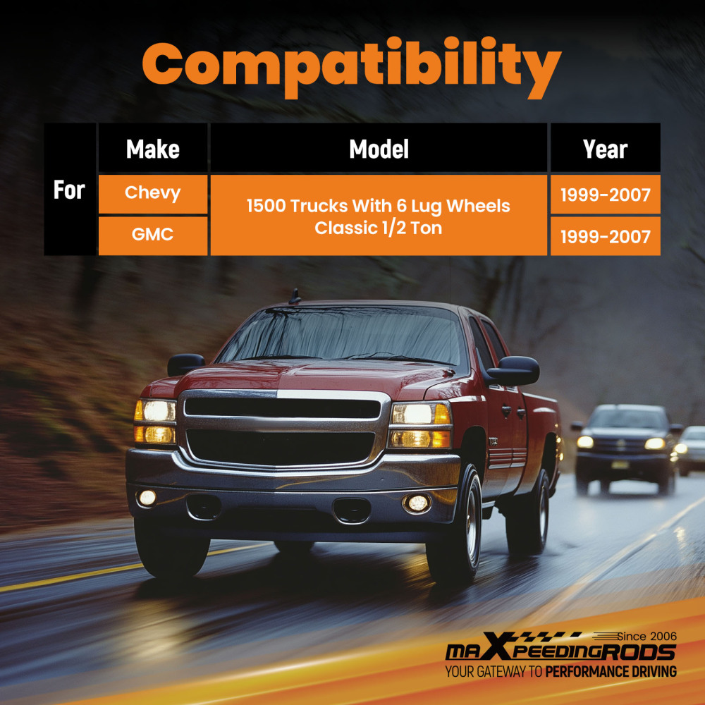 6inch Rear Axle C-Notch Flip Kit compatible for Chevy Silverado GMC Sierra 1500 6 Lug 99-06