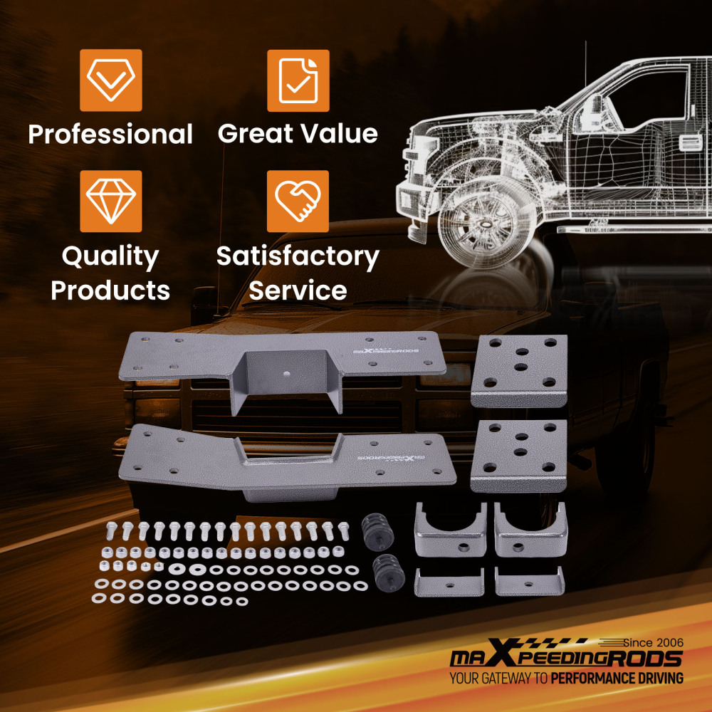 6inch Rear Axle C-Notch Flip Kit compatible for Chevy Silverado GMC Sierra 1500 6 Lug 99-06