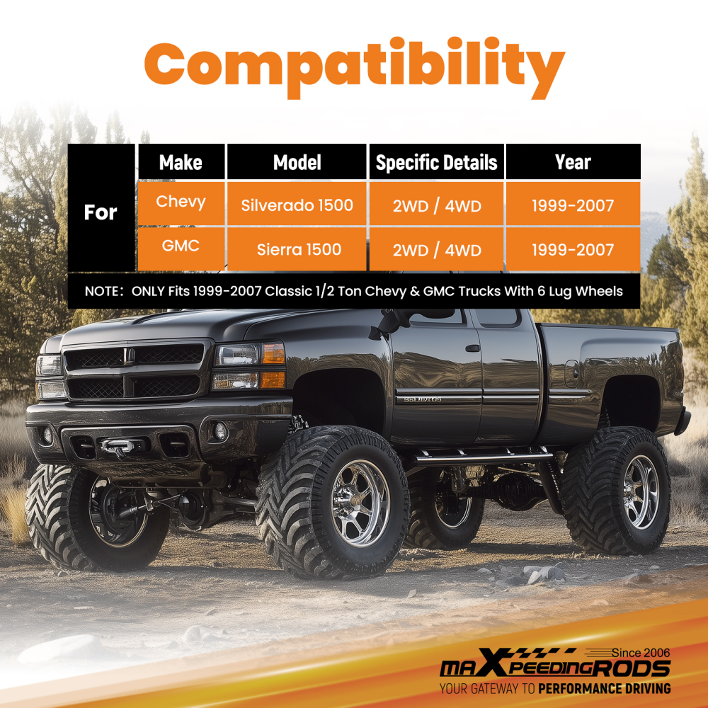6 Axle Flip Kit for 1999-2007 compatible for Chevy Silverado GMC Sierra 1500 2WD 4WD