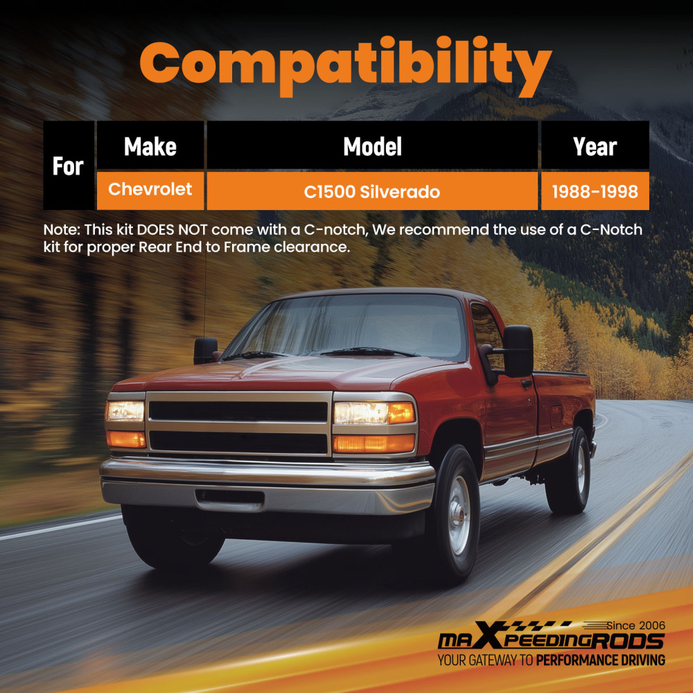 6 Axle Flip compatible for Chevrolet C1500 compatible for Silverado 1988-1998 Rear Lowering Steel