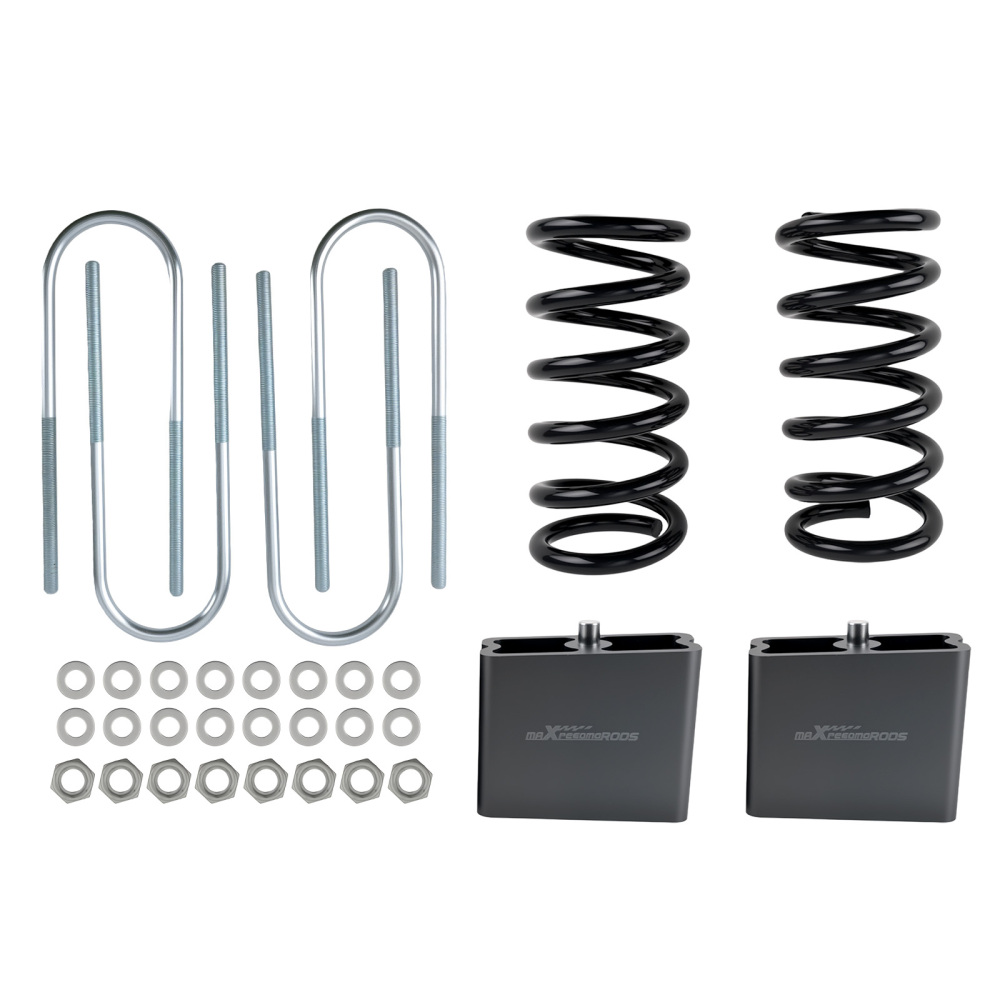 Front 3 Drop Coils Rear 4 Blocks compatible for Dodge Dakota 2WD 1997-2004 Lowering Kit