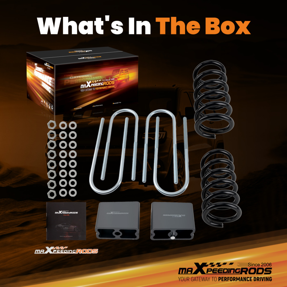 Front 3 Drop Coils Rear 4 Blocks compatible for Dodge Dakota 2WD 1997-2004 Lowering Kit