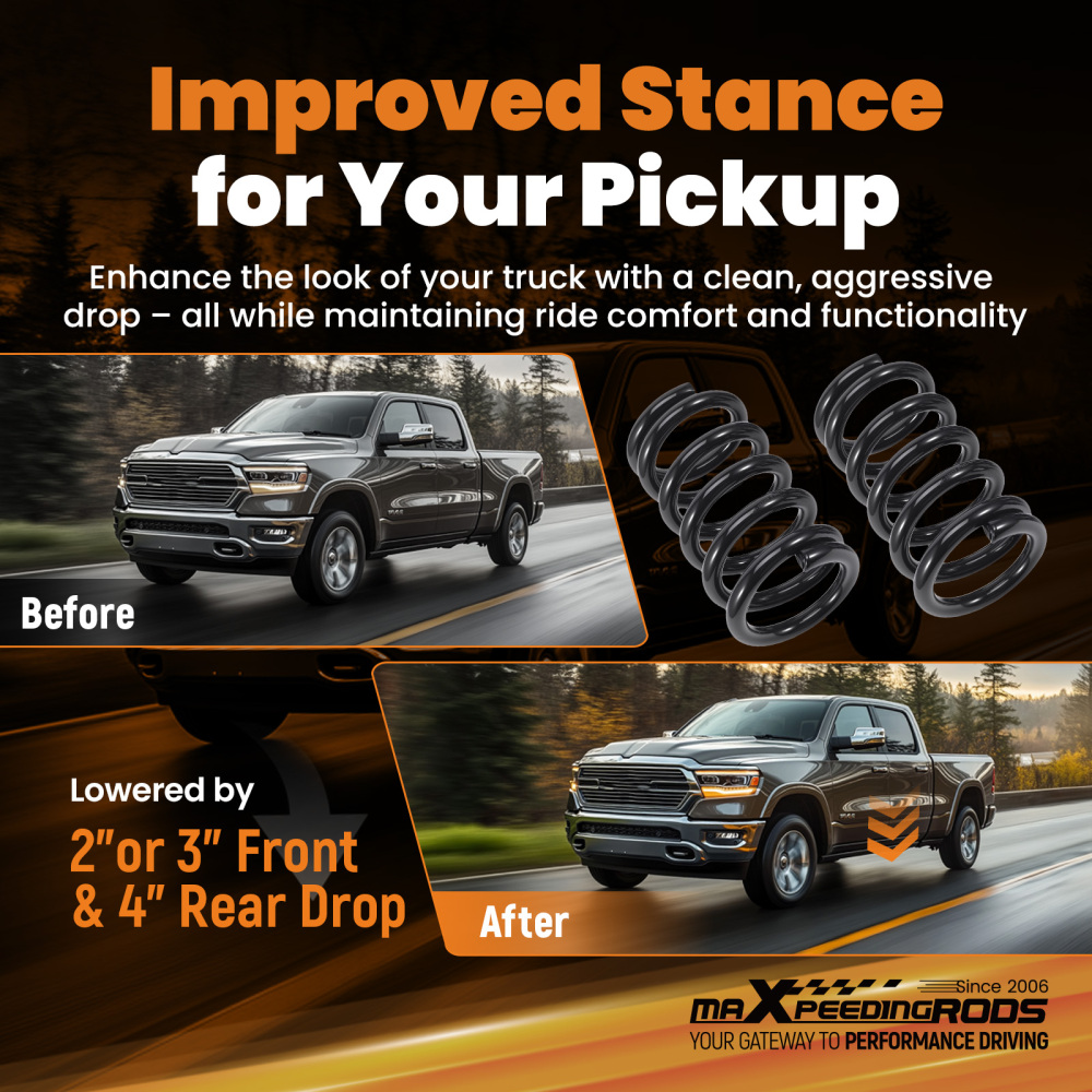 2 3 4 Drop Lowering Kit compatible for Dodge Ram 1500 2WD 1994-1999 Coil Spring
