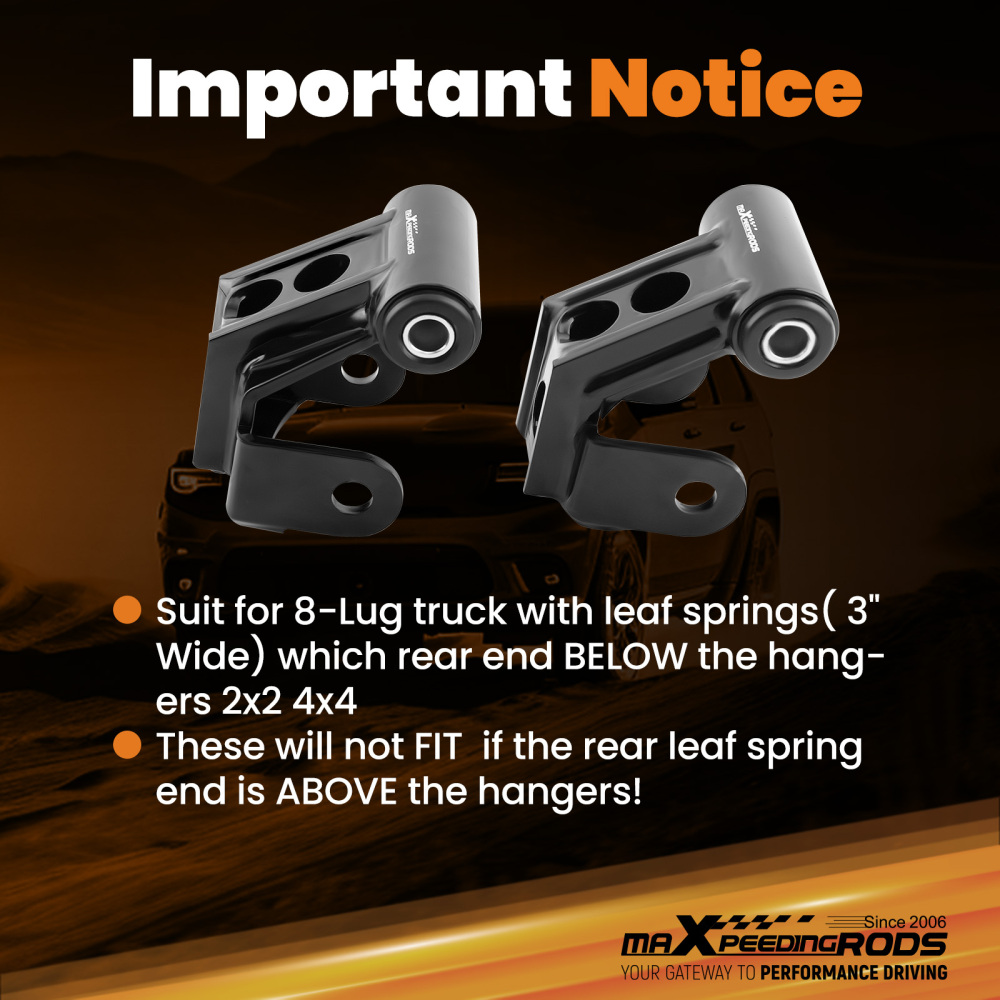 Drop Leaf Spring BELOW Hanger Shackles 2 Leveling Kit compatible for Dodge Ram 25002003-2013 leaf spring BELOW hanger