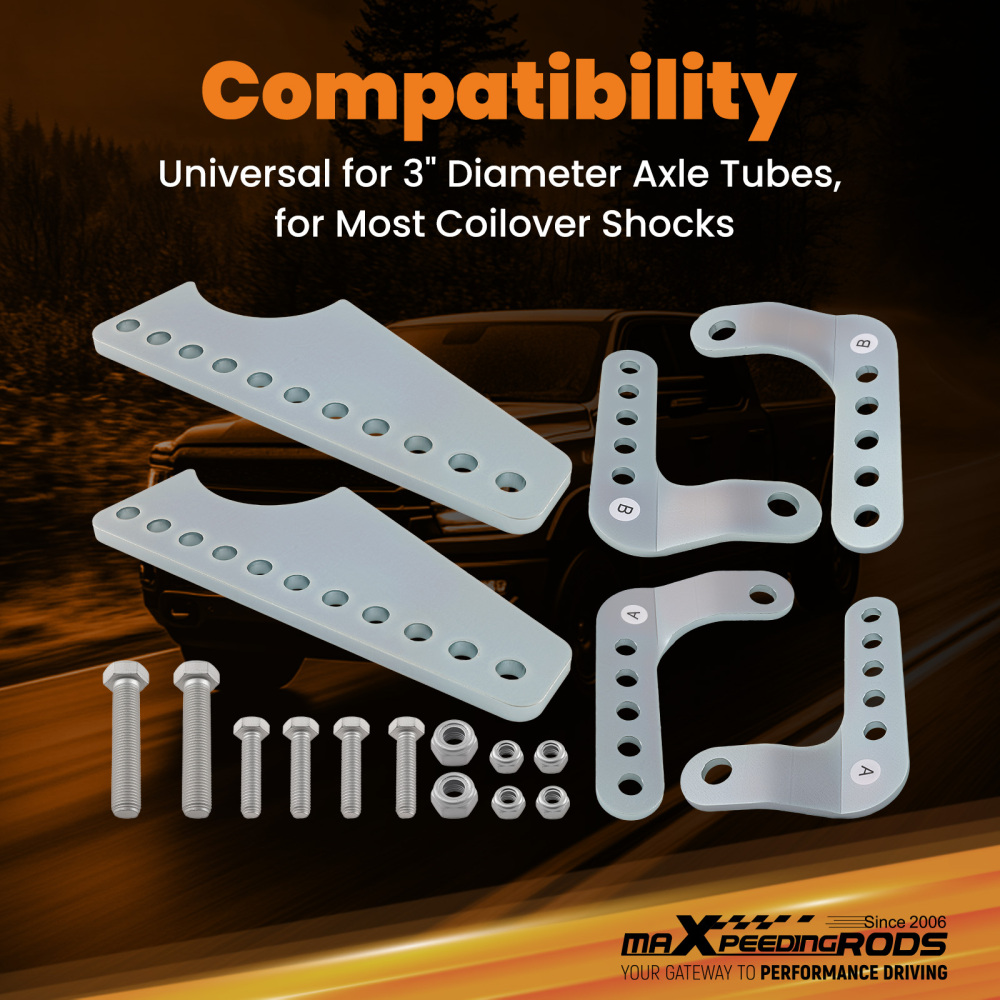 maXpeedingrods Universal Coil Over Shock Mount Kit Adjustable Lower Brackets for 3