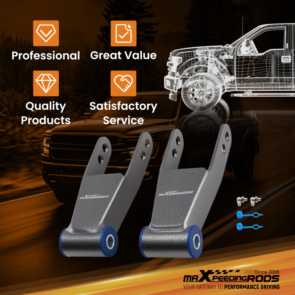 1-2 Rear Drop Lowering Shackles compatible for Chevy C1500 1/2 Ton 2WD 1988-1998