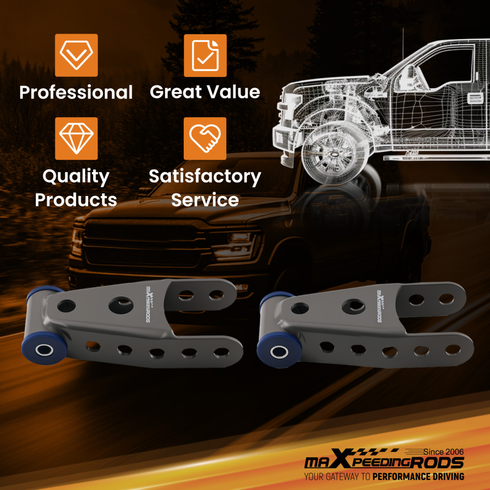 2 Lowering Shackle Rear compatible for Dodge Ram 1500 1994-2001 Steel Kit