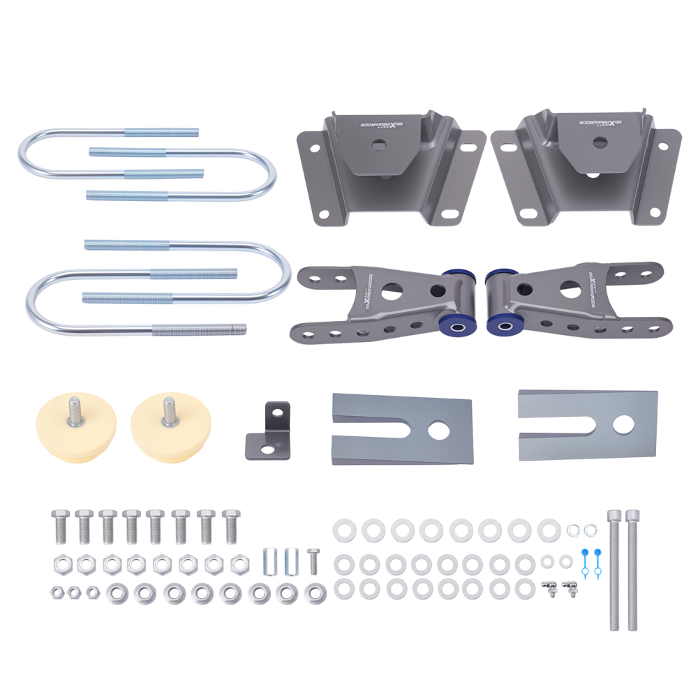 4 Lowering Rear Hanger Shackle Kit compatible for Ford F150 1997-2003 Powder Coat