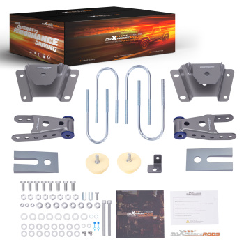 4 Lowering Rear Hanger Shackle Kit compatible for Ford F150 1997-2003 Powder Coat