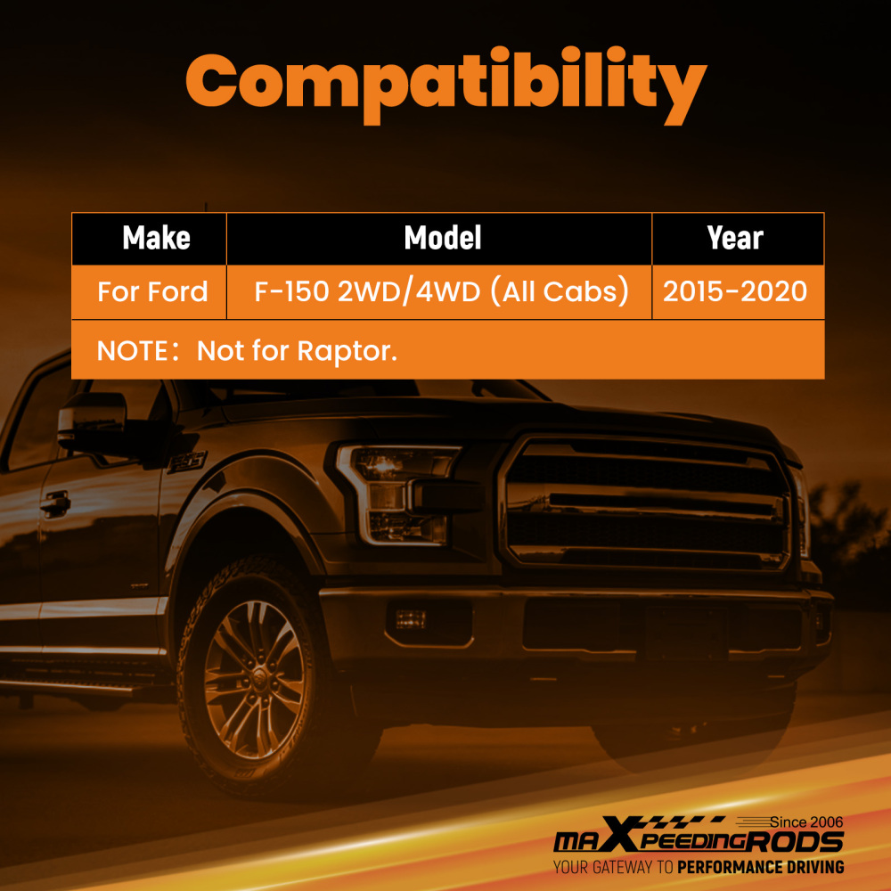Front 0-3 Lowering Struts compatible for Ford F-150 2015-2020 2WD/4WD High Strength