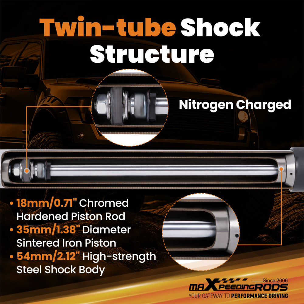 Front 0-3 Lowering Struts compatible for Ford F-150 2015-2020 2WD/4WD High Strength