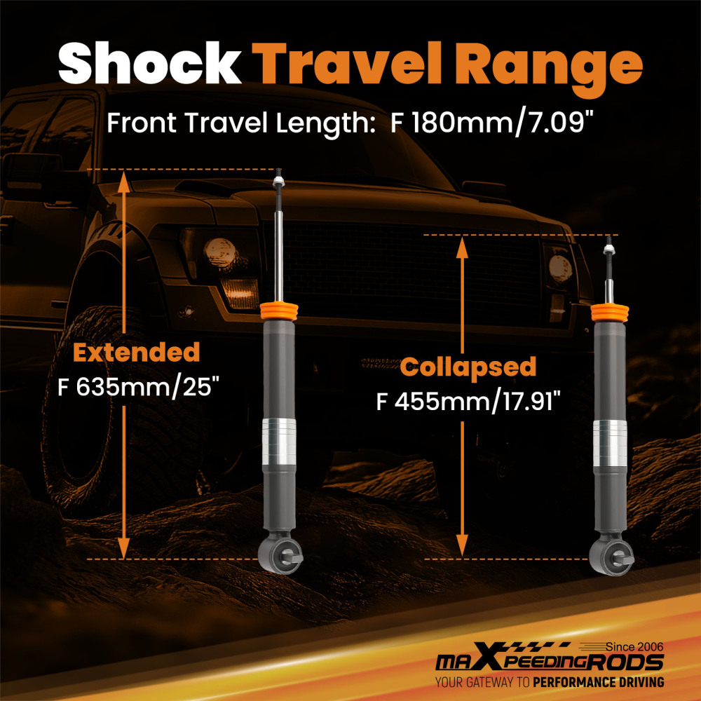 Front 0-3 Lowering Struts compatible for Ford F-150 2015-2020 2WD/4WD High Strength