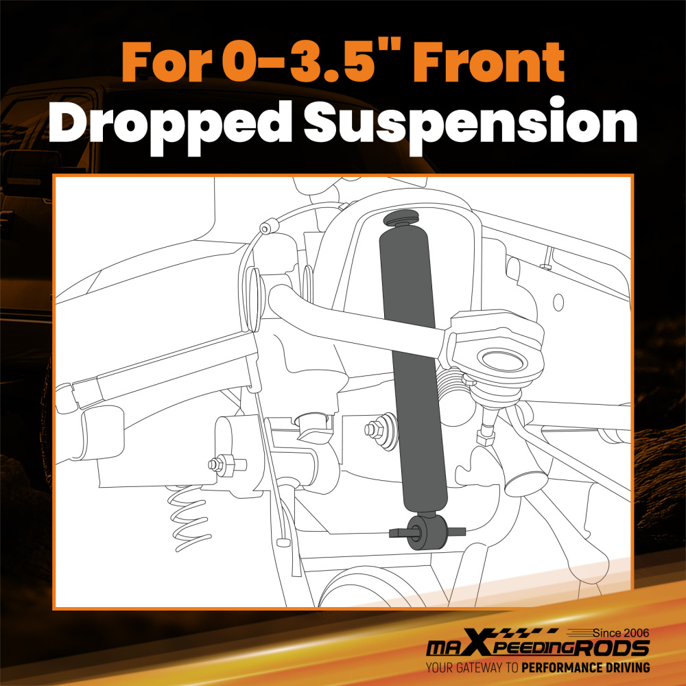 Front Adjustable Drop Shock compatible for Ford F-150 2WD 2021-2025 Lowering 0-3.5