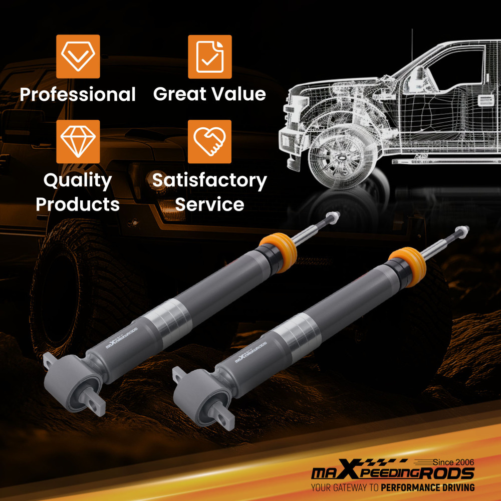 Front Adjustable Drop Shock compatible for Ford F-150 2WD 2021-2025 Lowering 0-3.5