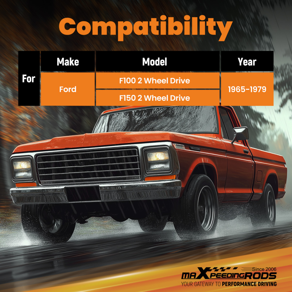 Adjustable Lowering Kit with Shocks compatible for Ford F100 F150 2WD 65-79 3/6 Drop