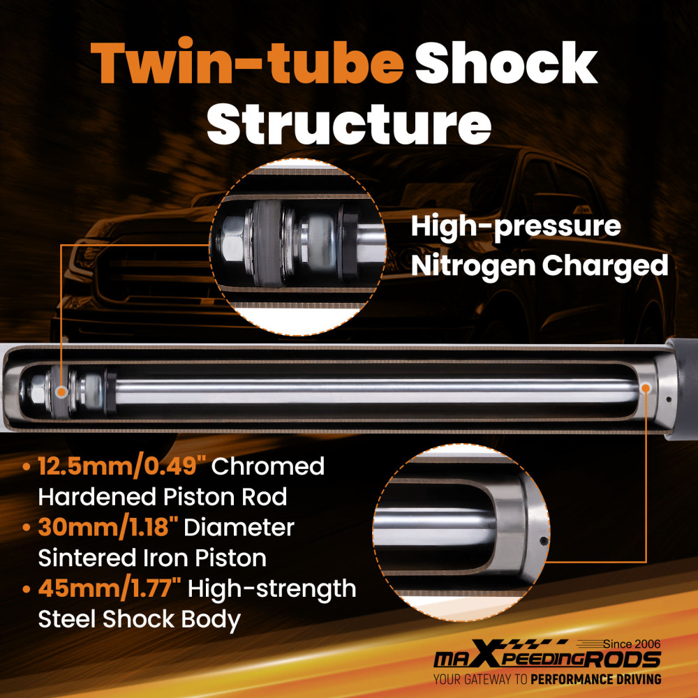 maXpeedingrods 2-3” Front Drop Shock Absorbers for Ford Ranger 1998-2015 2WD, Nitrogen-charged Lowering Shocks Kit