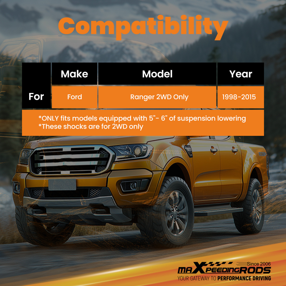 maXpeedingrods 5”-6” Rear Lowering Shocks for Ford Ranger 2WD 1998-2015