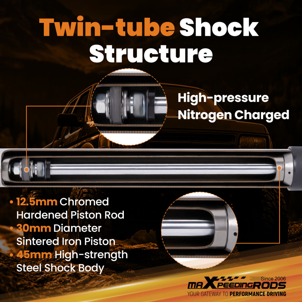 Lowering Shock compatible for Ford Ranger 2WD 1989-1997 Rear 4-5.5 Drop Steel Nitrogen