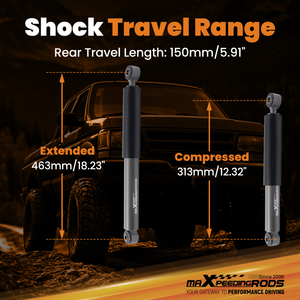 Lowering Shock compatible for Ford Ranger 2WD 1989-1997 Rear 4-5.5 Drop Steel Nitrogen
