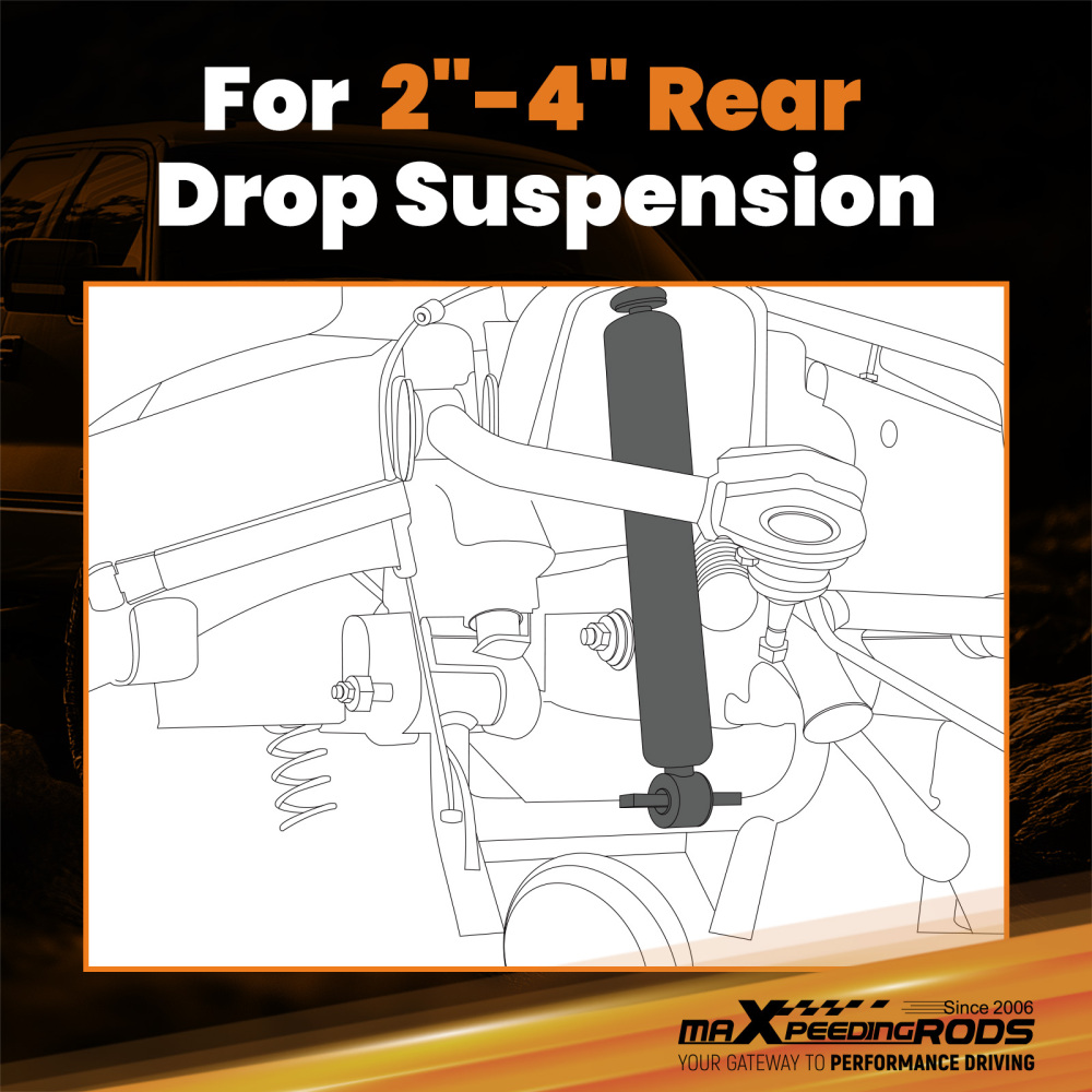 Rear 2 - 4 Drop Lowering ShocksFor compatible for Chevrolet/GMC C1500/C2500/C3500 1988-2000