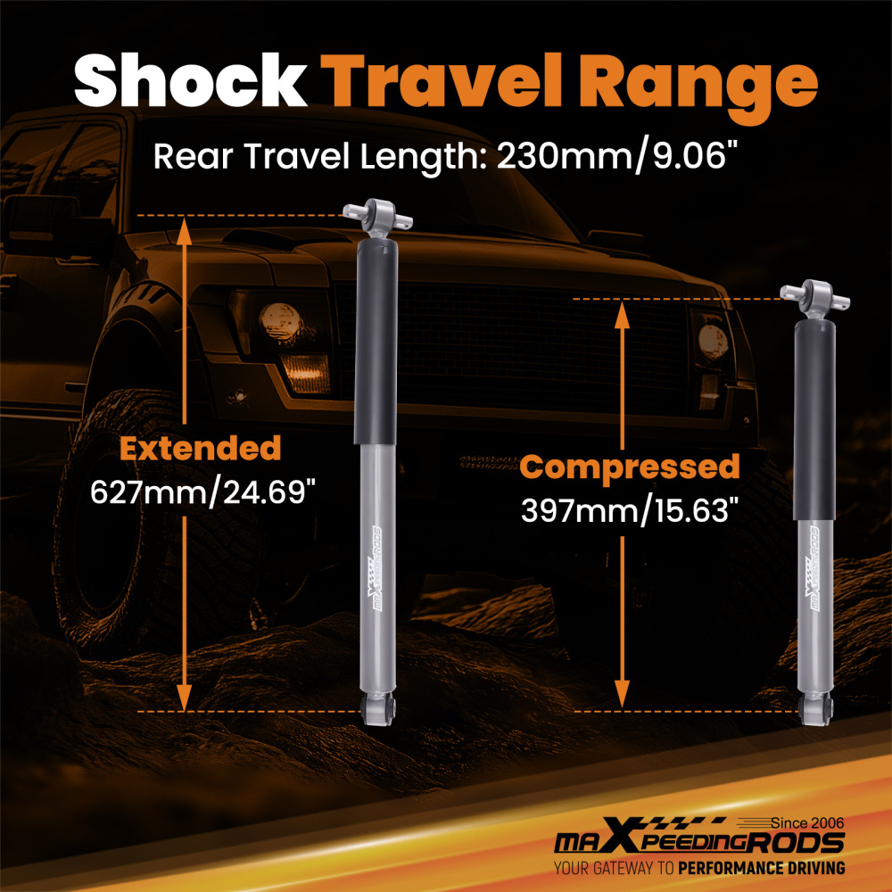 Rear 2 - 4 Drop Lowering ShocksFor compatible for Chevrolet/GMC C1500/C2500/C3500 1988-2000