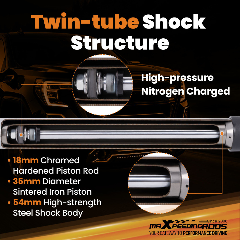 4 inch lowering Shock Rear Compatible for Chevy Right Left GMC Driver or Passenger Side