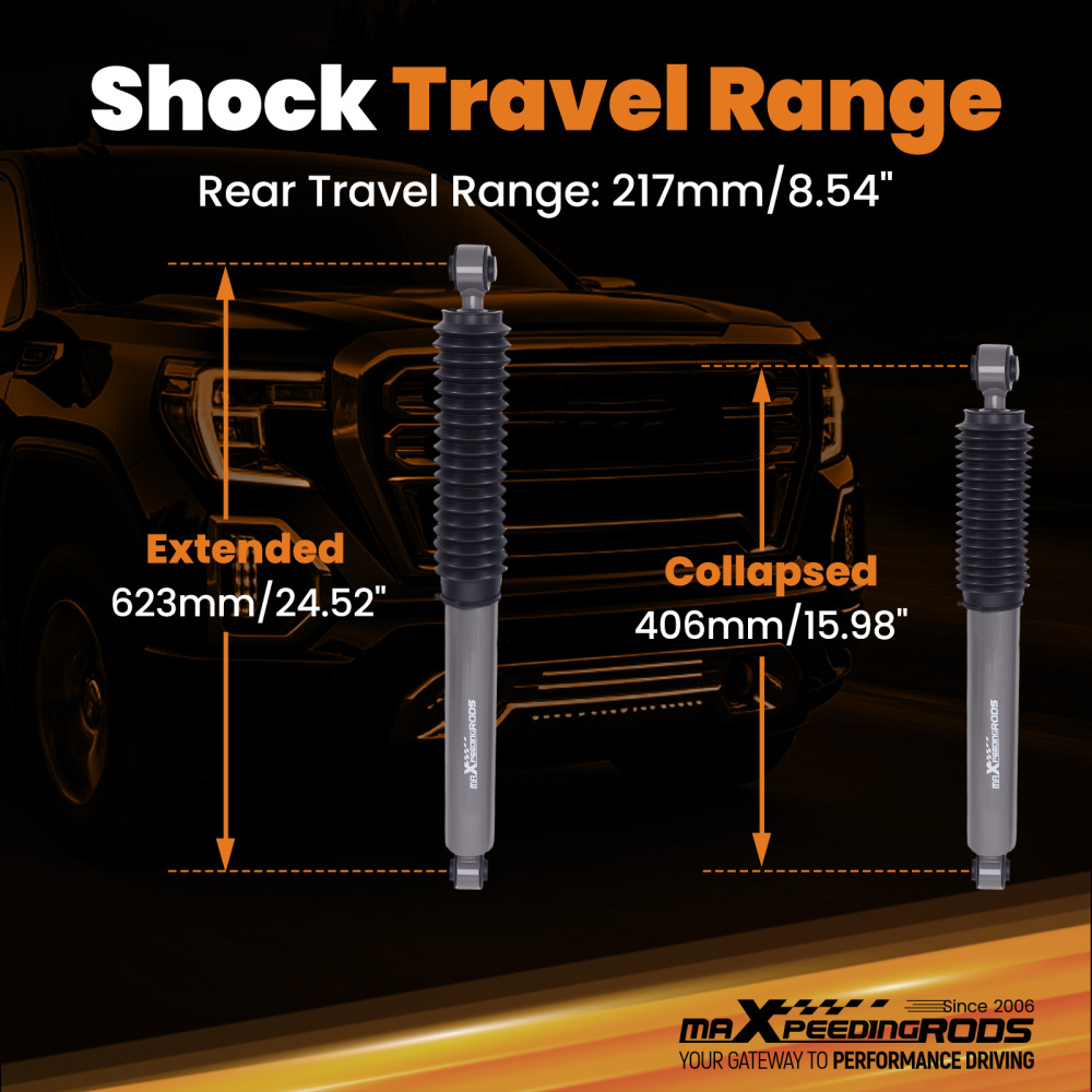 4 inch lowering Shock Rear Compatible for Chevy Right Left GMC Driver or Passenger Side