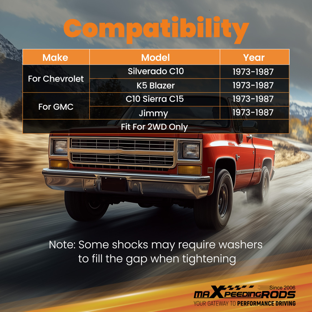 Lowering Rear Shock Extender compatible for Chevrolet K5 Blazer 1973-1987 Carbon Steel
