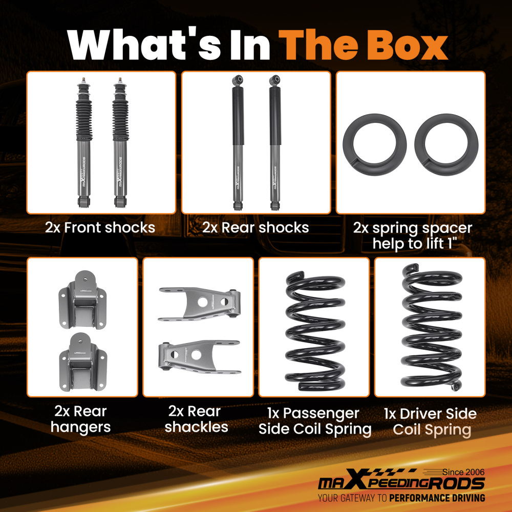 Adjustable Drop Height Kit compatible for Dodge Ram 1500 2WD V8 1994-1999 2-4 Lowering