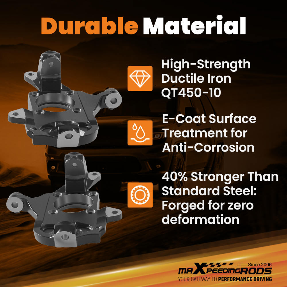 2 Drop Spindles compatible for Hummer H2 Chevy Silverado GMC Sierra 2003-2009 Front