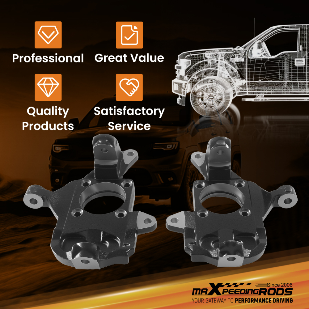 2 Drop Spindles compatible for Hummer H2 Chevy Silverado GMC Sierra 2003-2009 Front