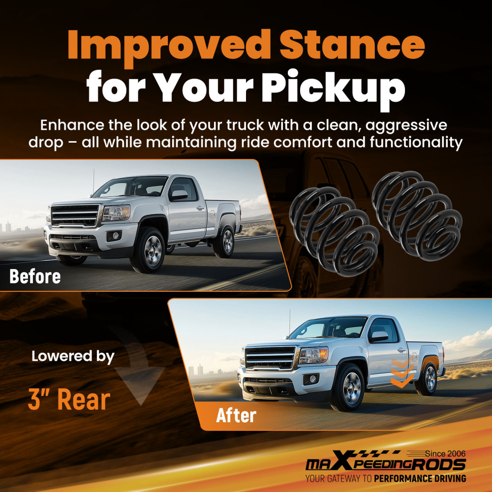 3 Drop Rear Lowering Spring Kit compatible for Chevy/GMC C10 Truck 1960-1972 2WD