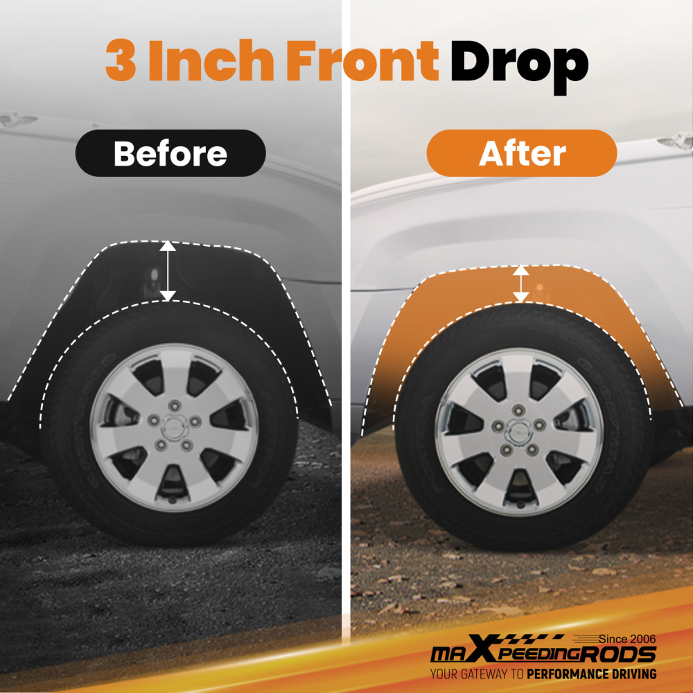 3 Front Lowering Coil Springs Drop Kit compatible for Dodge Dakota Durango 2WD 1997-04