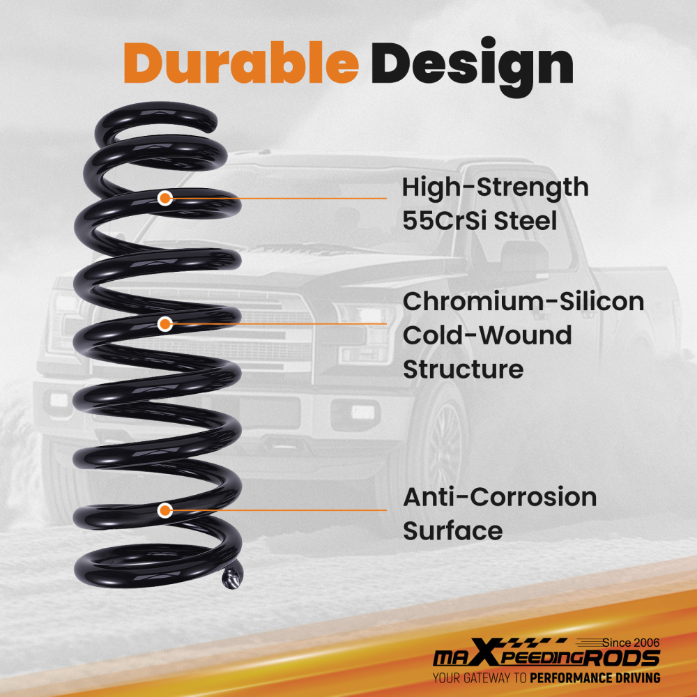 3 Front Lowering Springs compatible for Ford F-150 2WD 2015-2020 Powder Coated Drop Kit