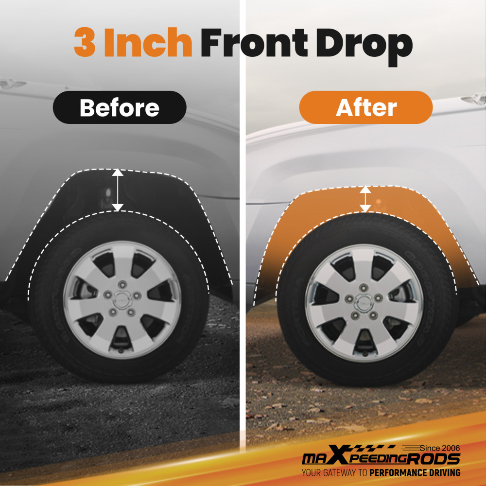 3 Front Lowering Springs compatible for Ford F-150 2WD 2015-2020 Powder Coated Drop Kit