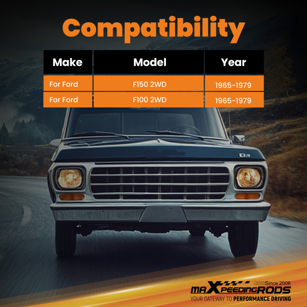 2 Drop Front Coil Springs compatible for Ford F150 F100 2WD 1965-1979 Powder Coated