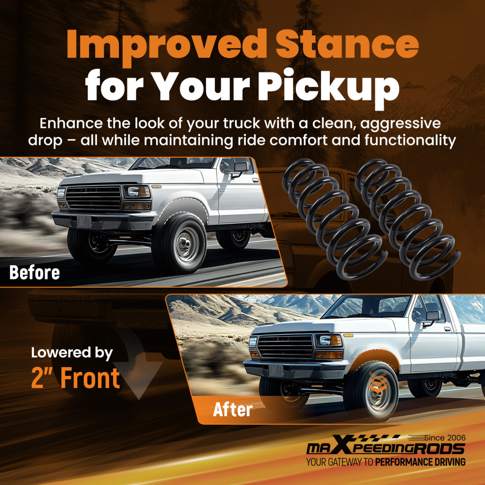 2 Drop Front Coil Lowering Springs compatible for Ford Ranger/Mazda B-Series 89-97