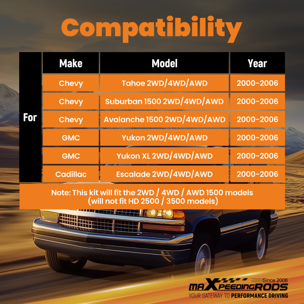 Rear 3 Lowering Spring compatible for Suburban Avalanche compatible for Yukon 2000-2006 1500 Kit