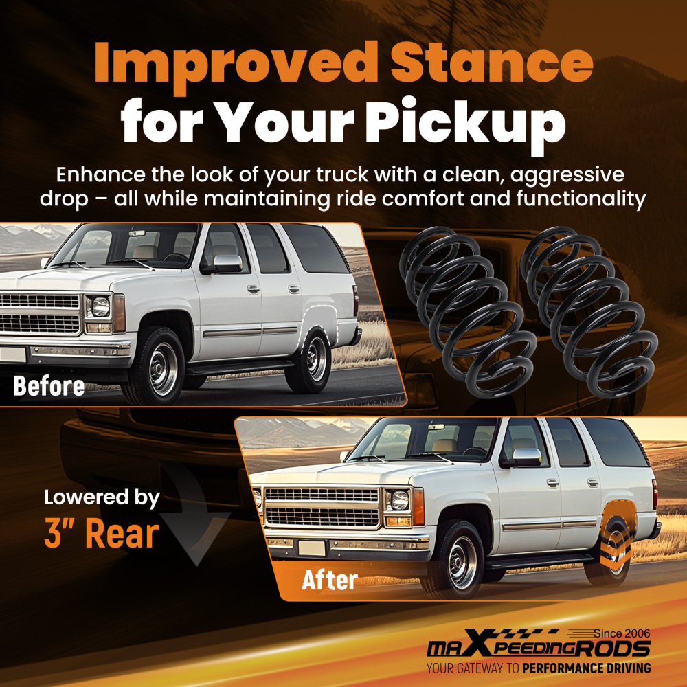 Rear 3 Lowering Spring compatible for Suburban Avalanche compatible for Yukon 2000-2006 1500 Kit