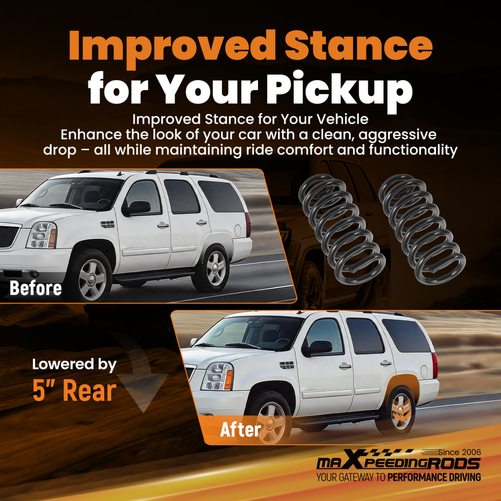 5 Lowering Coil Spring Rear compatible for Chevy Avalanche 1500 2000-2006 2WD 4WD