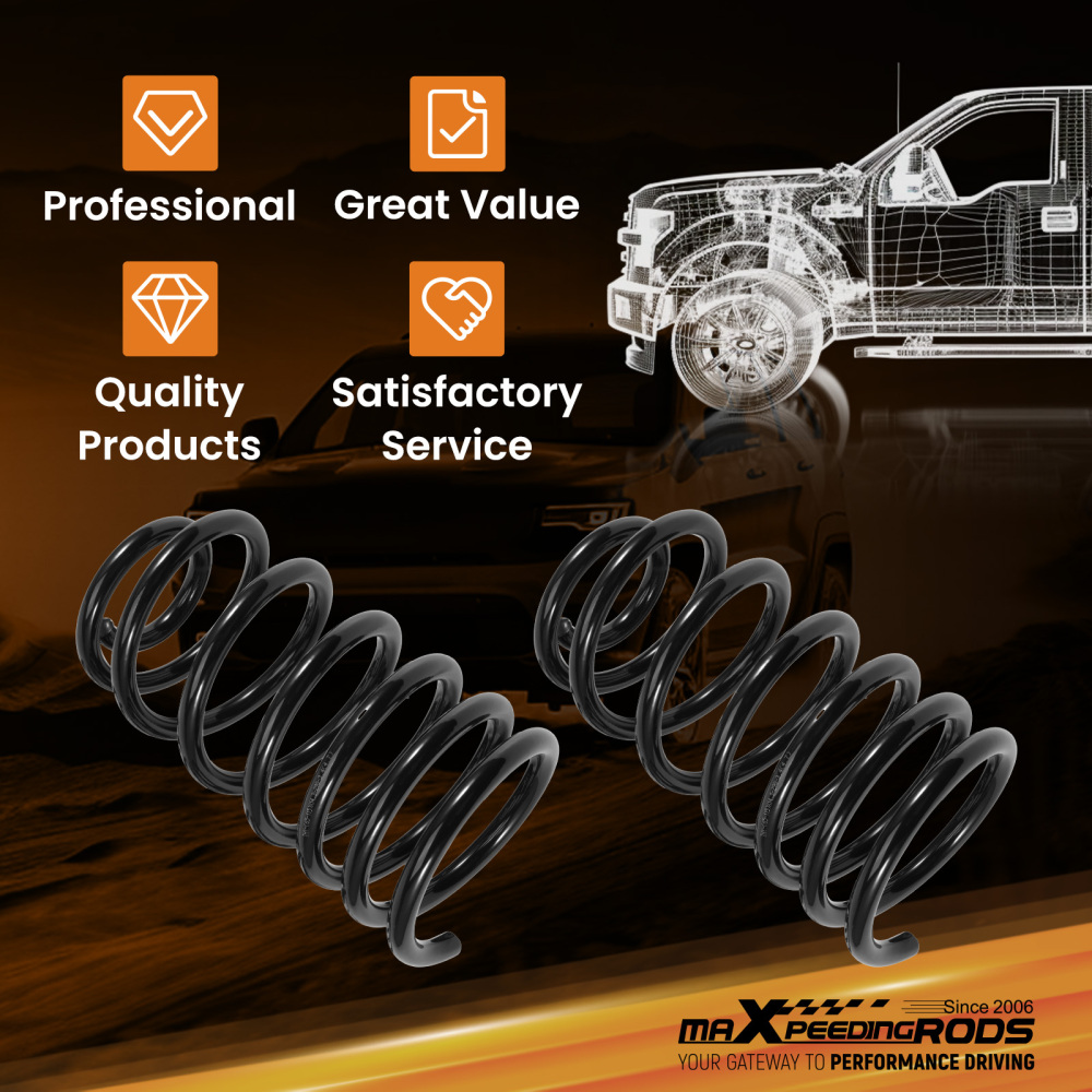 6 Drop Spring Rear compatible for Cadillac Escalade/GMC Yukon 2000-2006 55CrSi Steel